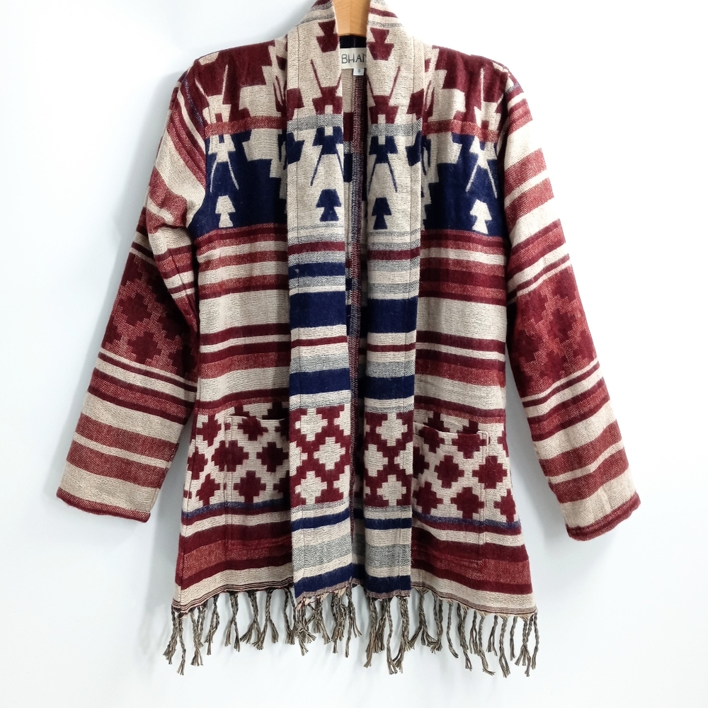 BHANTI Southwest Duster Blanket Print Cardigan Jacket‎